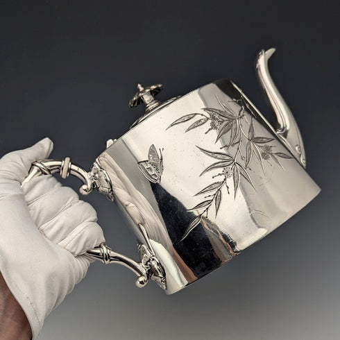 Circa 1890 British antique silver plate teapot James Dixon